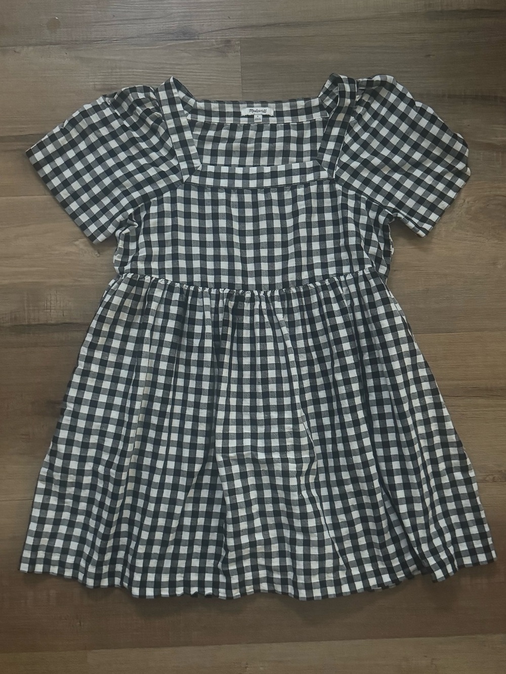 Madewell Allie Linen Blend Black & White Gingham Check Dress Sz S - Picture 5 of 7